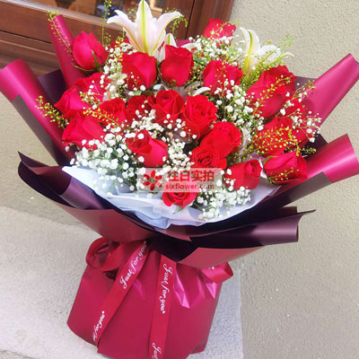 盘锦30朵红玫瑰百合，做你余生故事里的人